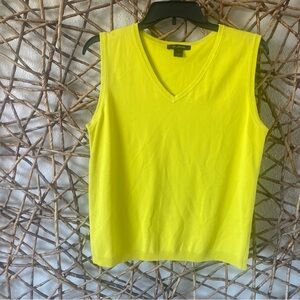 St. John Bright Yellow Sleeveless Vest Top L Xclnt